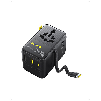 Адаптер питания Baseus EnerCore CG11 Universal Travel Adapter 70W 2AC+2U+2C Cosmic Black (E0307E00)