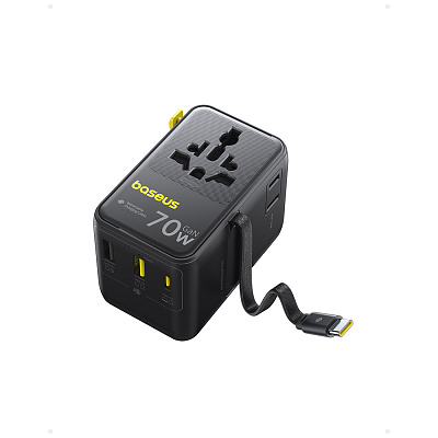 Адаптер питания Baseus EnerCore CG11 Universal Travel Adapter 70W 2AC+2U+2C Cosmic Black (E0307E00)