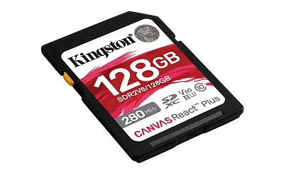  Карта памяти SD, Kingston Canvas React Plus, 128GB V60 (SDR2V6/128GB)