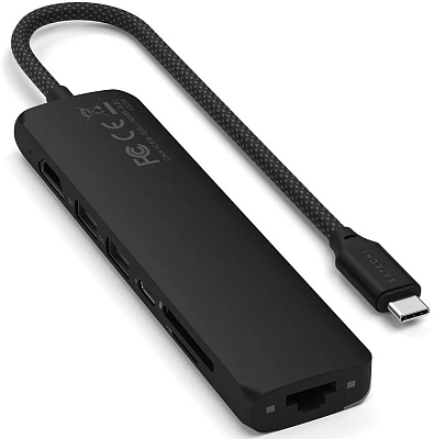 Картридер / USB-хаб Satechi 7-in-1 USB-C Slim Multiport Adapter with Ethernet - Black (ST-P7SK)