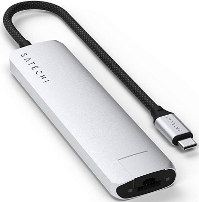 Картридер / USB-хаб Satechi 7-in-1 USB-C Slim Multiport Adapter with Ethernet - Silver (ST-P7SS)