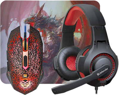 Комплект игровой Defender DragonBorn MHP-003 мышь+гарнитура+ковер (52003)