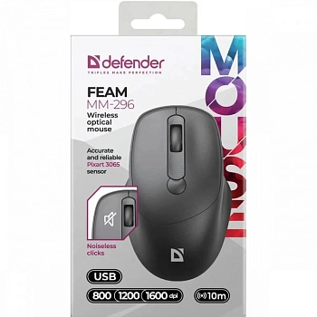 Мышь Defender Feam MM-296, Black, (52296)