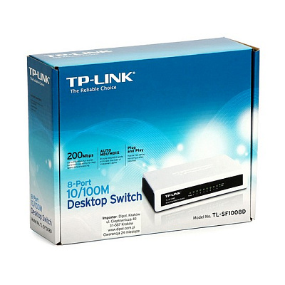 Коммутатор TP-Link TL-SF1008D 8-портовый 10/100 Мбит/с настольный коммутатор (TL-SF1008D)