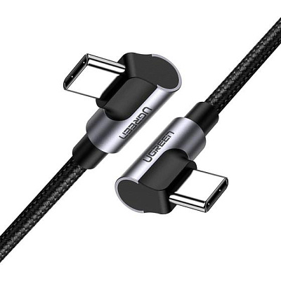 Кабель UGREEN US323 Angled USB-C Cable Aluminum Case with Braided 1m (Black) (70529)