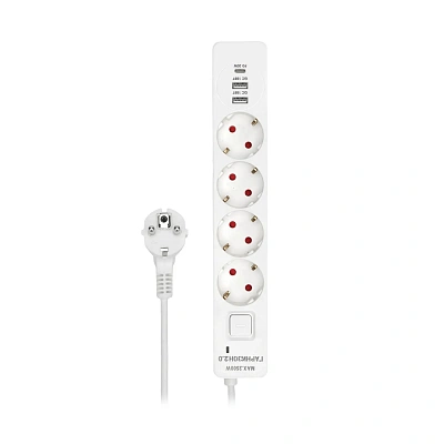 Сетевой фильтр Гарнизон, 2м, 4розети, 2xUSB/1xType-C, white (EPS-OP-4-CU2-W-2)