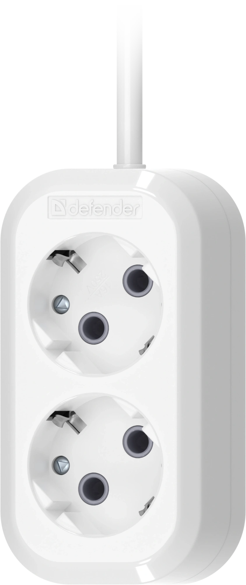 Удлинитель с заземлением Defender R320 16 А, 5 м, 2 розетки, белый (99367)
