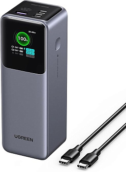 Мобильный аккумулятор Power Bank, 25000mAh, DigitalDisplay, 200W, серый, PB722 (35525B)