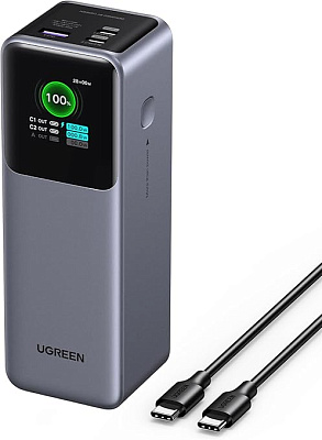 Мобильный аккумулятор Power Bank, 25000mAh, DigitalDisplay, 200W, серый, PB722 (35525B)