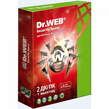 Антивирус DoctorWeb (BHW-BK-13M-2-A3) для 2 ПК на 1 год + 1 месяц в подарок