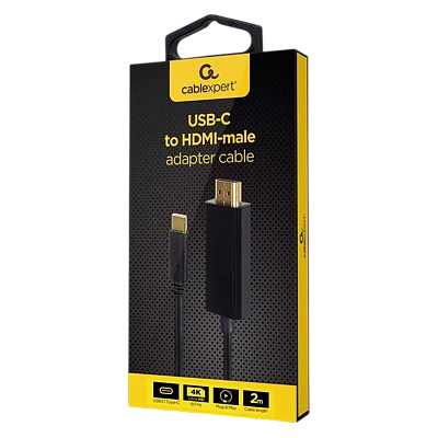Переходник Cablexpert USB-C to HDMI-male adapter, 4K 60Hz, 2 m, black (A-CM-HDMIM-02)