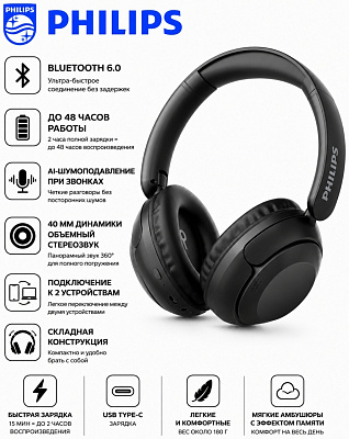 Наушники Philips TAH1120, Black (TAH1120-BK)