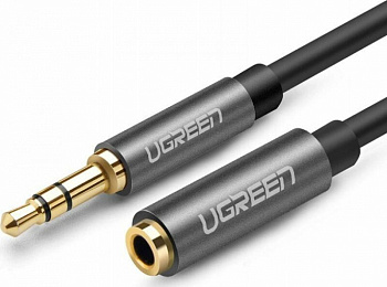 Аудиокабель UGREEN AV118 3.5mm Male to 3.5mm Female Extension Cable, 2m, Black, 10594 (10594)