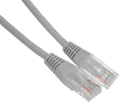 Патч-корд TWT UTP кат.5e, с заливными колпачками, 1.5 м, серый (TWT-45-45-1.5-GY)