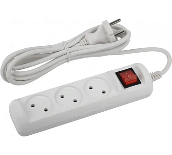 Удлинитель без заземления Defender B230 10 А, 7 м, 3 розетки, белый (99279)