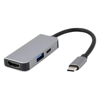 Конвертер Cablexpert USB Type-C 3-in-1 multi-port adapter (USB port   HDMI   PD), silver (A-CM-COMBO3-02)