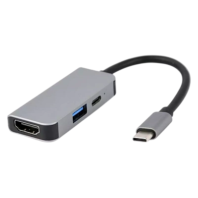 Конвертер Cablexpert USB Type-C 3-in-1 multi-port adapter (USB port   HDMI   PD), silver (A-CM-COMBO3-02)