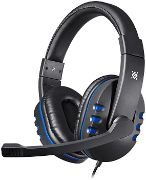 Наушники с микрофоном Defender Warhead G-160 черный + синий (64118)