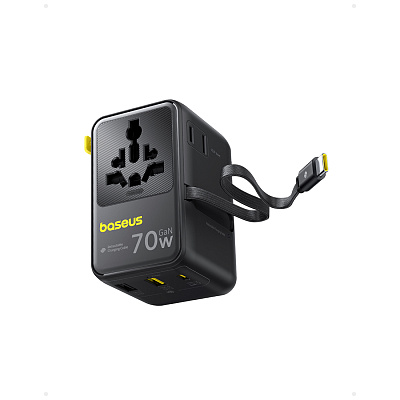Адаптер питания Baseus EnerCore CG11 Universal Travel Adapter 70W 2AC+2U+2C Cosmic Black (E0307E00)
