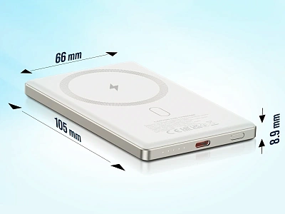 Power bank CANYON OnPower 505 slim Magnetic 5000 mAh PD20W Beige (CNS-CPB505BE)