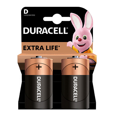 Батарейка Duracell Basic D LR20/MN1300, 1.5V, Alkaline, в блоке 2шт. (D LR20/MN1300/2)
