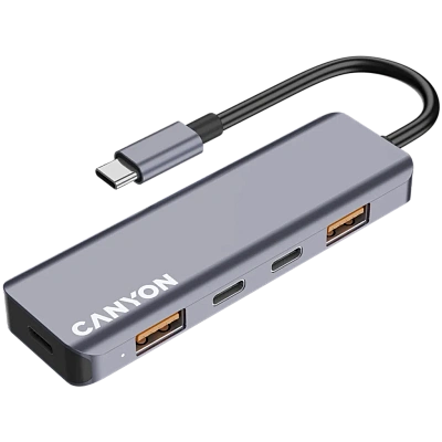 USB-хаб Canyon DS-18 5in1 USB-C Grey (CNS-TDS18)