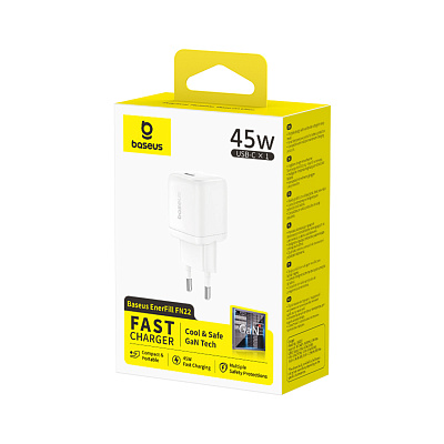 Адаптер питания Baseus FN22 1C 45W EU Moon White (E0123301)