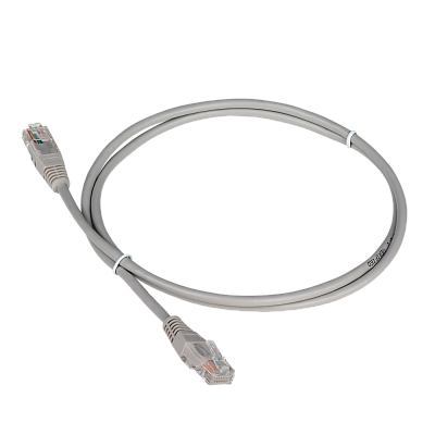 Патч-корд TWT UTP кат.5e, с заливными колпачками, 1.5 м, серый (TWT-45-45-1.5-GY)
