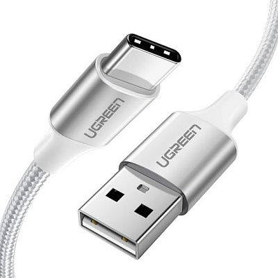  Кабель UGREEN US288 USB-A 2.0 to USB-C Cable Nickel 0.5m (White) (60130)
