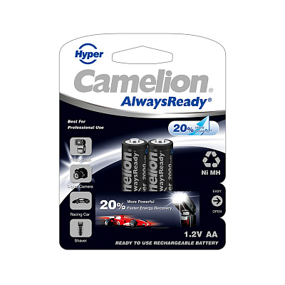 Аккумулятор CAMELION AlwaysReady "Hyper" Rechargeable Ni-MH NH-AA2000HPBP2 2 шт. в блистере (NH-AA2000HPBP2)