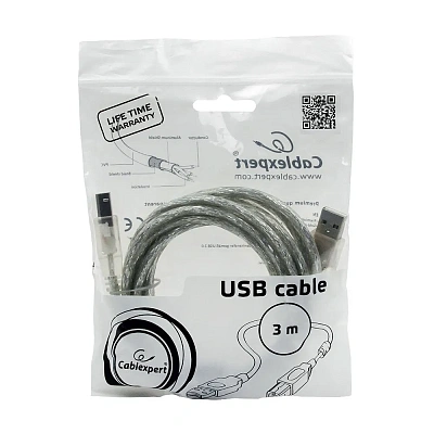 Кабель USB 2.0 Pro Cablexpert, AM/BM, 3м (CCF-USB2-AMBM-TR-10)