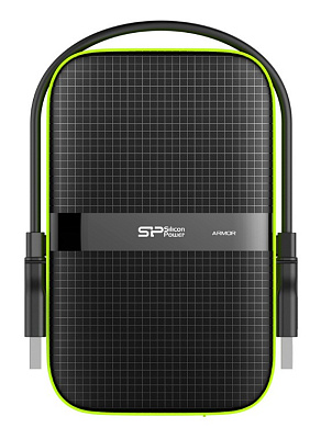 Внешний жесткий диск HDD USB 2 TB Silicon Power, A60, USB3.1, black-green (SP020TBPHDA60S3K)