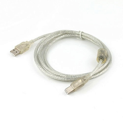 Кабель USB 2.0 Pro Cablexpert CCF-USB2-AMBM-TR-6, AM/BM, 1,8м, экран, феррит.кольцо, прозрачный, пакет (CCF-USB2-AMBM-TR-6)