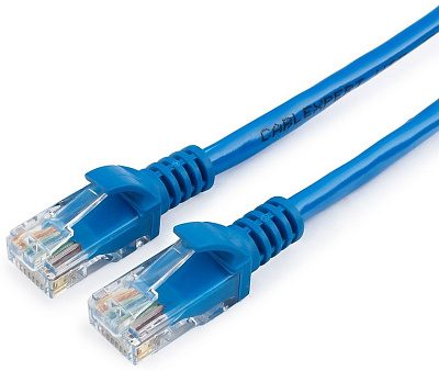 Патч-корд UTP Cablexpert PP12-1.5M/B кат.5e, 1.5м, литой, многожильный (синий) (PP12-1.5M/B)