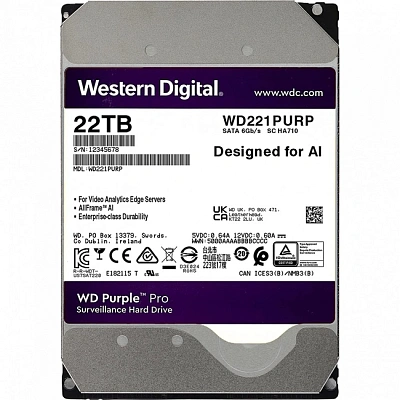 Жесткий диск HDD 22 Tb SATA 6Gb/s Western Purple Pro WD221PURP (WD221PURP)