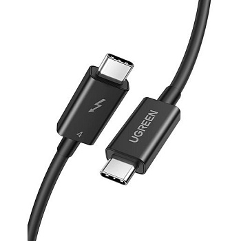 Кабель UGREEN US501 USB-C to USB-C Thunderbolt 4 Cable 0.8m (Black), 30389 (30389)