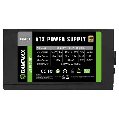Блок питания ATX 650W GameMax GP-650, Bronze (GP-650)