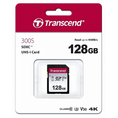 Карта памяти Transcend SD 128GB Class 10 U3 TS128GSDC300S (TS128GSDC300S)