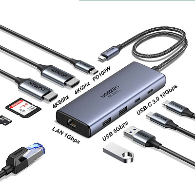 USB Хаб UGREEN USB-С 10-в-1, CM639 (45380)
