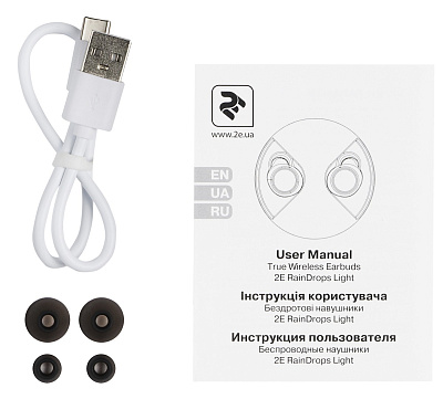 Bluetooth гарнитура 2E RainDrops Light Truet Wireless Waterproof Mic, White (2E-EBTWRDLWT)