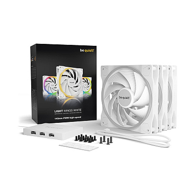 Вентилятор для компьютерного корпуса Bequiet! Light Wings 140mm PWM high-speed Triple-Pack White (BL103)