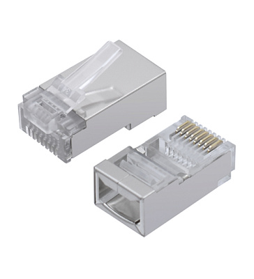 Коннектор RJ-45 Cablexpert PLUG5SP/100, Cat.5, FTP, (в пакете 100 штук), экранированные (PLUG5SP/100)