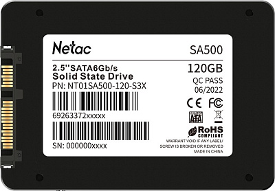 Твердотельный накопитель SSD 120Gb Netac SA500, 2.5"  500R/400W (NT01SA500-120-S3X)