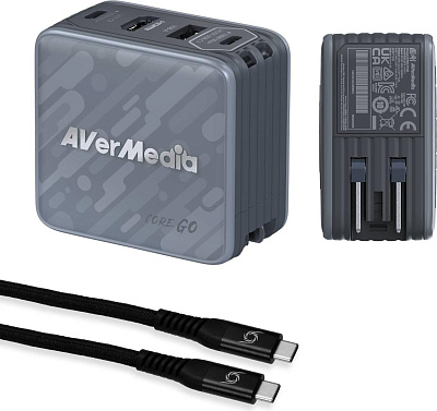 Карта видеозахвата Зарядный блок + передача данных  AverMedia Core GO, Charging 100W, black GC313 (40AAGC313AWN)