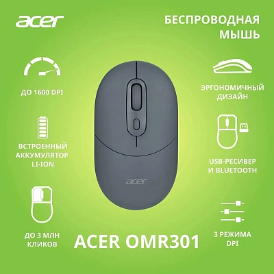 Мышь Acer OMR301, Black  (ZL.MCECC.01T)