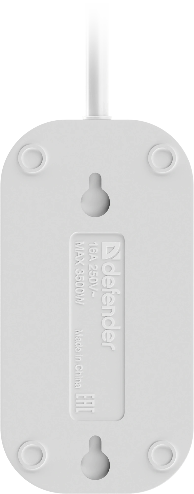 Удлинитель с заземлением Defender R320 16 А, 5 м, 2 розетки, белый (99367)