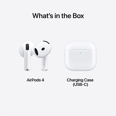 Bluetooth гарнитура Apple AirPods 4, IP54, BT5.3, White (MXP63ZE/A)