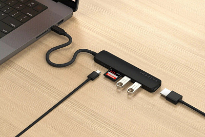 Картридер / USB-хаб Satechi 6-in-1 USB-C Slim Multiport Adapter - Black (ST-P6SK)