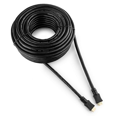 Кабель HDMI Cablexpert CC-HDMI4-20M, 20м, v1.4, 19M/19M, черный, позол.разъемы, экран, пакет (CC-HDMI4-20M)