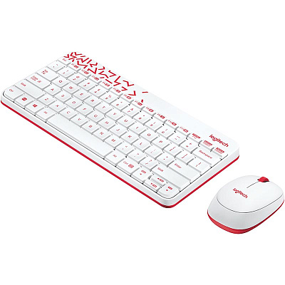 Беспроводная клавиатура + мышь Logitech MK240 White (белый с красным рисунком) (920-008212)